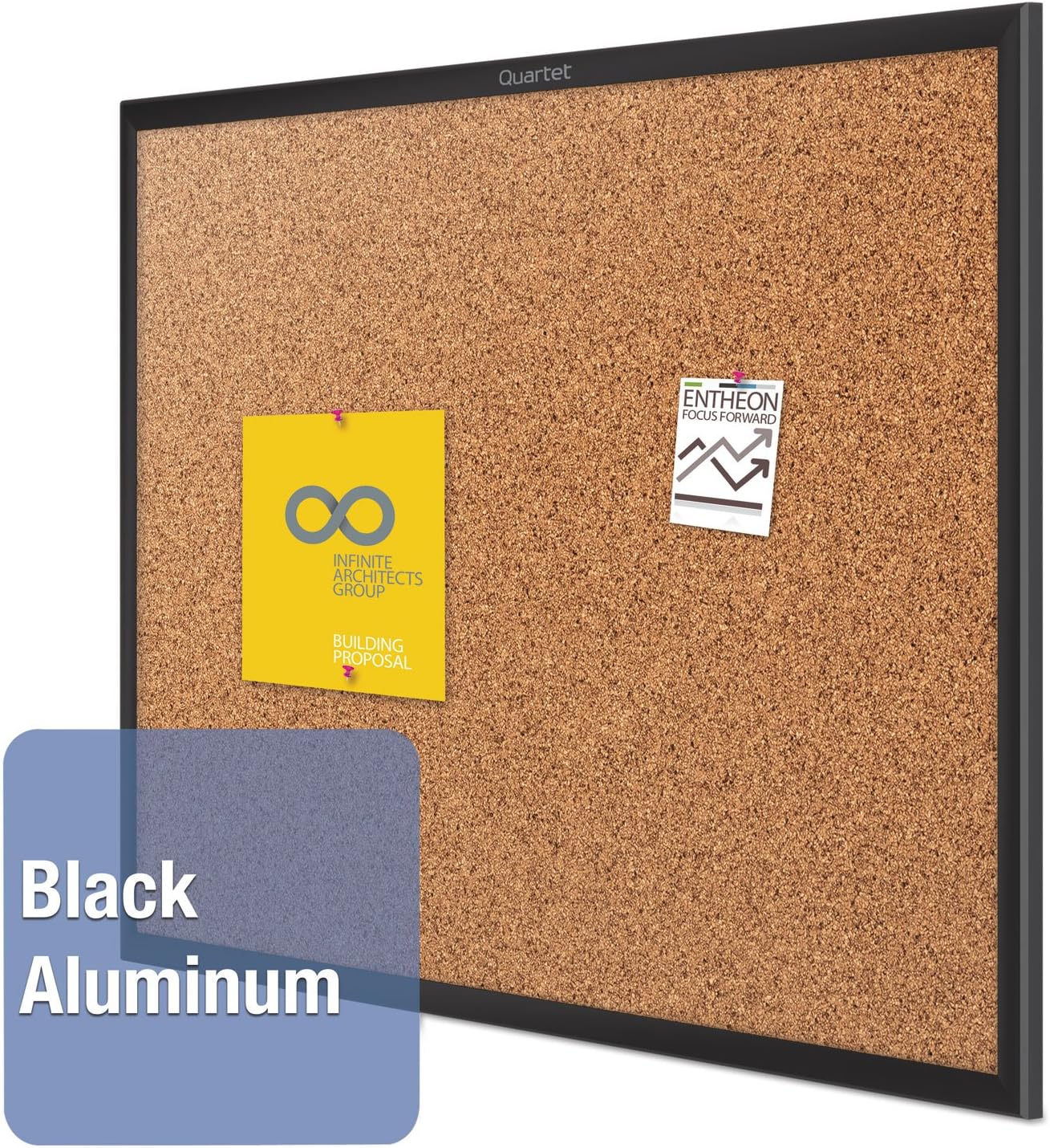 Quartet Cork Board, Bulletin Board, 2' x 1.5' Corkboard, Black Frame (2301B)