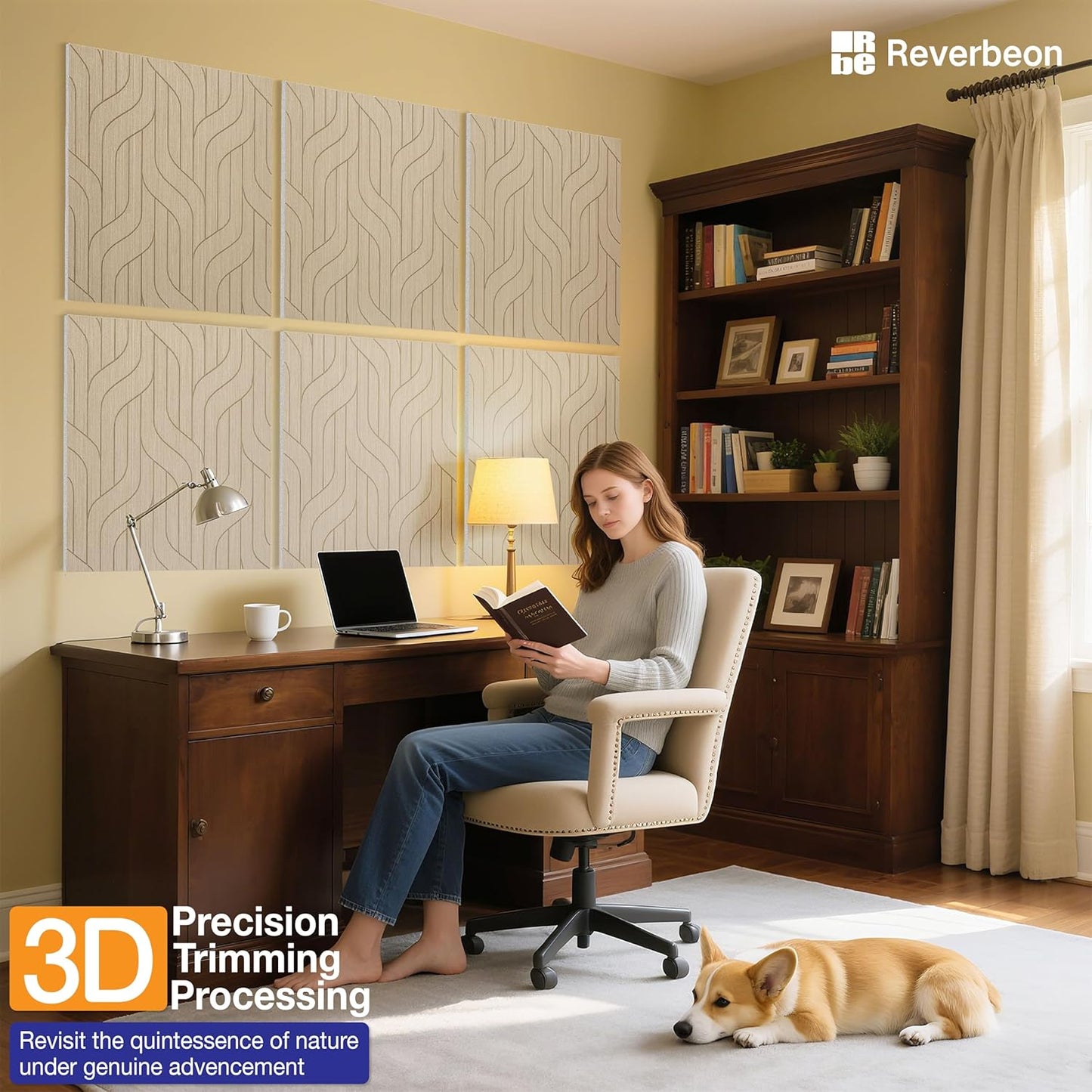 6 PCS Acoustic Panels, 23.6x23.6 Inch Sound Absorbing Panels, Decorative Acoustic Wall Panels for Recording and Home Studio, Office with Double-Sided Adhesive Tape