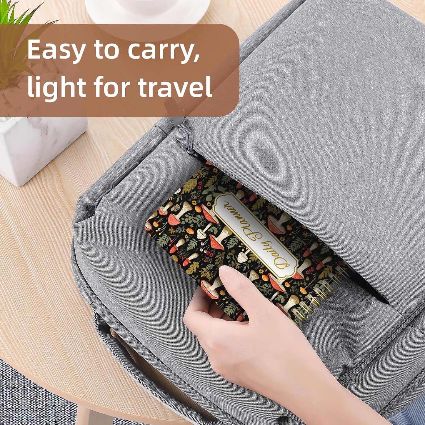 Undated Daily Planner - Spiral Notebook 80 Days One Day Per Page, Hourly Schedule, To-Do List, Notes, Everyday Planning Task, A5 Hardcover Journal Organizer Book Women Cute Aesthetic, Mushroom