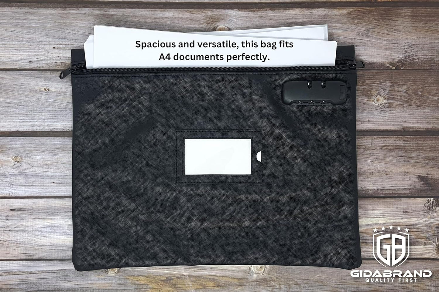 Notary Bag with Lock | 14x11 inch | Black | Zipper Notary Supplies Bag | Locking Notary Bag for Notary Kit, Stamp, Embosser, Ink Pad, and Valuables | Locking Document Bag | Journal Carrying Case