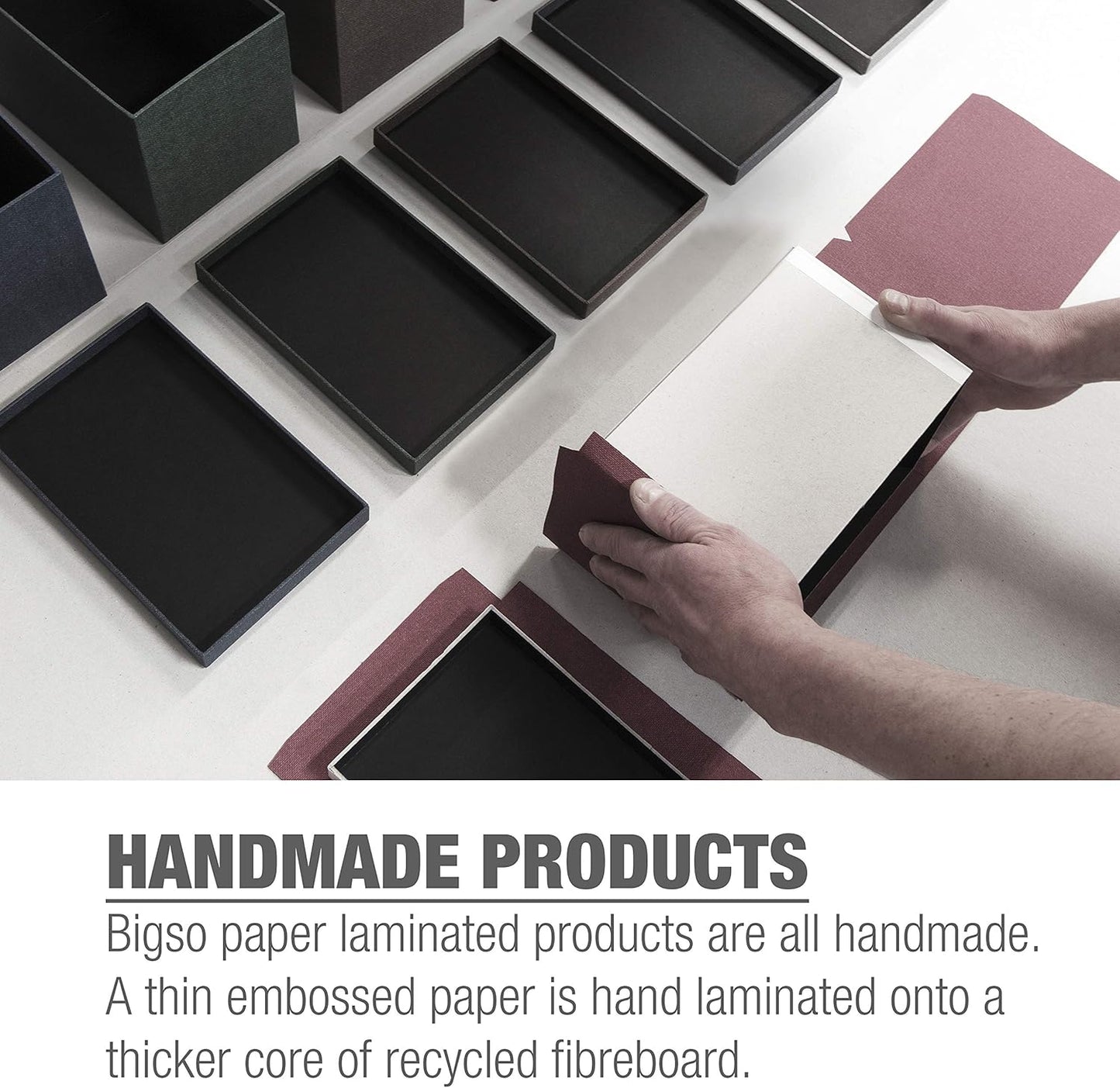 Bigso Box of Sweden Ingrid 3-Drawer Fiberboard Desk Organizer Drawers | Durable Desk Storage Organizer for Office Supplies & Accessories | Stackable Desktop Drawers | 6.3" x 9.9" x 8.1" | Light Grey