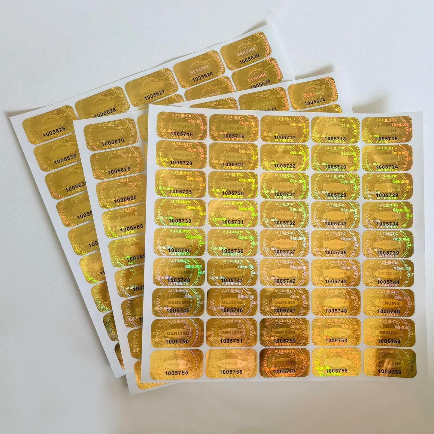 5200 pcs Hologram Tamper Proof Sticker, Security Tamper evident Label, Genuine Authentic Warranty Void Seal Labels with Unique Serial Number (1.2X0.68 inch,Glod)