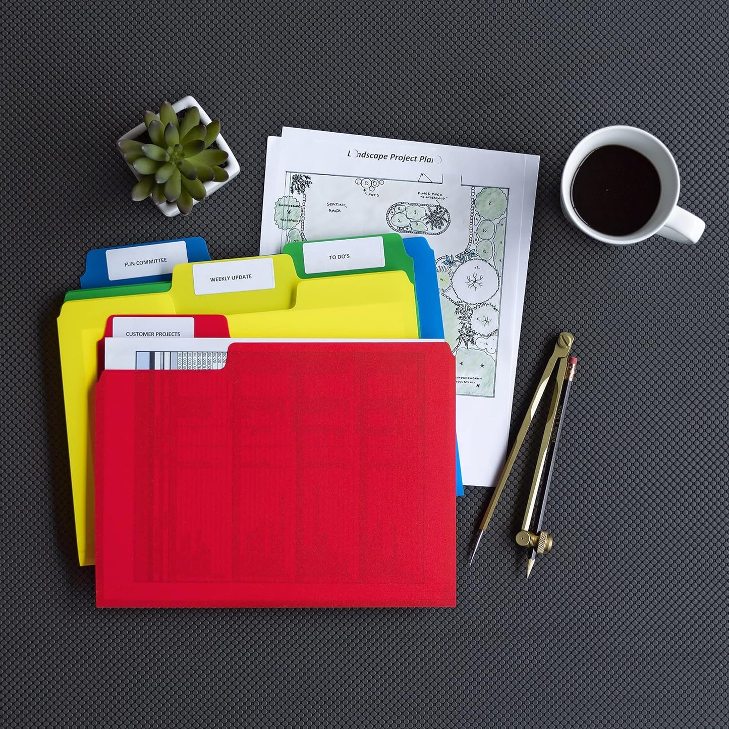 Smead SuperTab Poly Plastic File Folders for Documents, Set of 12 Plastic Folders, 1/3-Cut Tabs, File Folders Letter Size, Assorted Primary Colors, Office Supplies, School Supplies (10516)