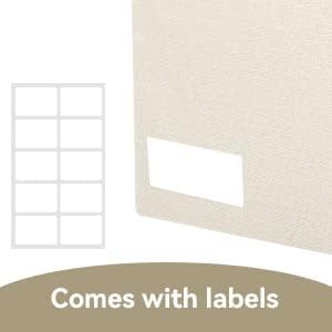 Large 42 Quarts Collapsible Stackable Storage Bins Cube with Lids [3-Pack] Foldable Fabric Linen Storage Boxes, Closet Organizer Baskets with Label for Home (16.7 x 12 x 12", Beige)