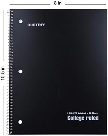 Mintra Office Spiral Notebooks (Poly Cover - College Ruled, 24pk (4-6pks))