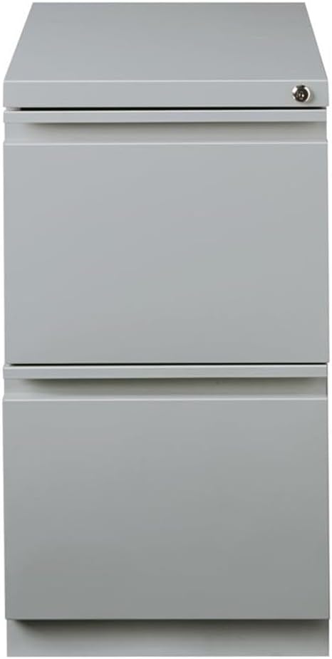 Pemberly Row 20" 2-Drawer Modern Metal Mobile Pedestal File Cabinet in Silver