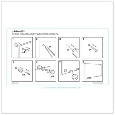 U Brands Magnetic Glass Dry Erase Board, Office Supplies, White, with Eraser, Markers, Magnet, 18” Tray, 4mm, 36" x 48"