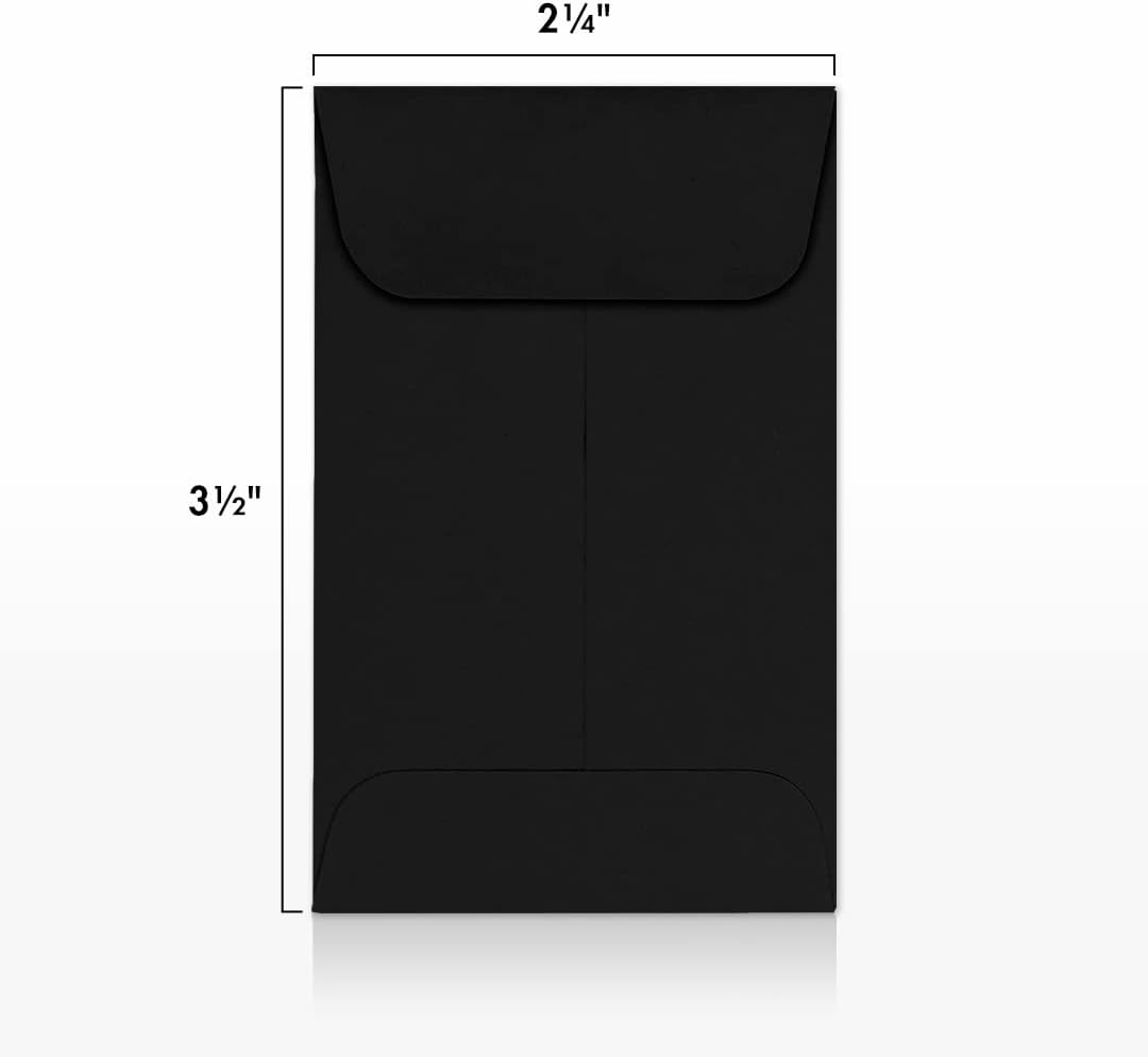 LUXPaper #1 Coin Envelopes | 2 1/4" x 3 1/2" | Midnight Black | 80lb. Text | 500 Qty.