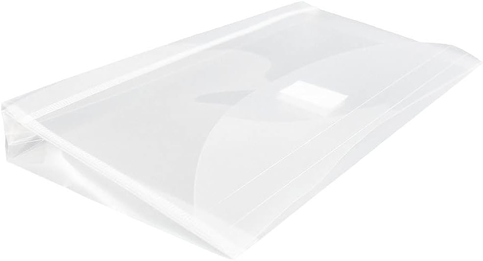 JAM PAPER Plastic Expansion Envelopes with Hook & Loop Closure - #10 Booklet Wallet - 5 1/4 x 10 with 1 Inch Expansion - Clear - 12/Pack