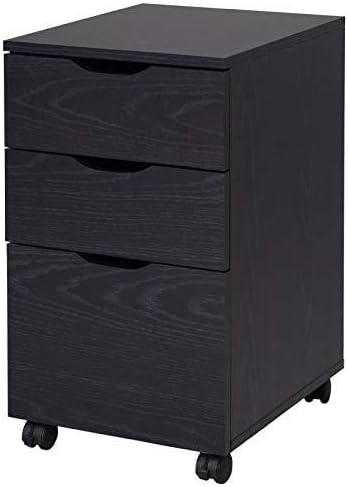 HOMCOM 3 Drawer Mobile File Cabinet, Rolling Printer Stand, Vertical Filing Cabinet, Brown Wood Grain