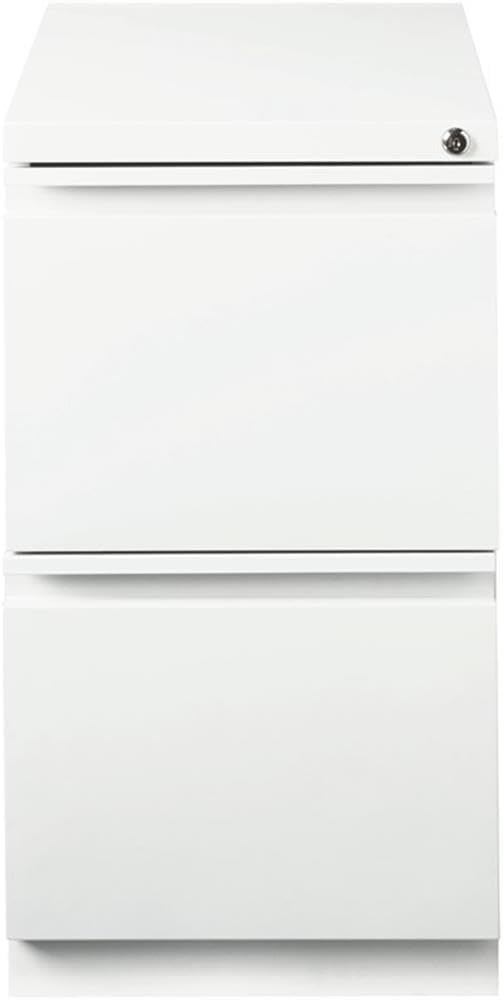 BOWERY HILL 2 Drawers 27.75" Vertical White Metal Filing Cabinet Lockable Pre-Assembled Movable Letter Size for Home, Office