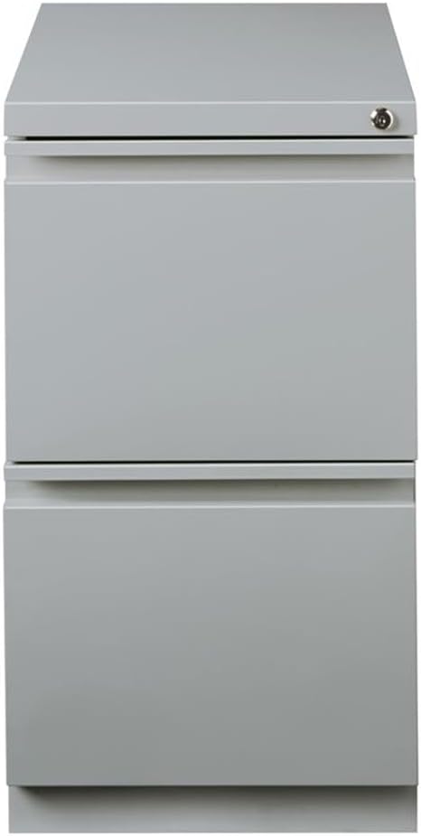 BOWERY HILL 20" D Mobile Pedestal 2-Drawer File/File - Full Width Pull in Silver