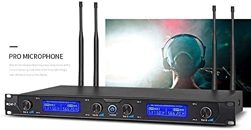 MicrocKing Wireless Microphone System, UHF Cordless Mic Set with 2 Handheld Mics/2 Lavalier Bodypacks, Metal Build, Fixed Frequency, Long Range, Ideal for Karaoke/Party/Wedding/Concert