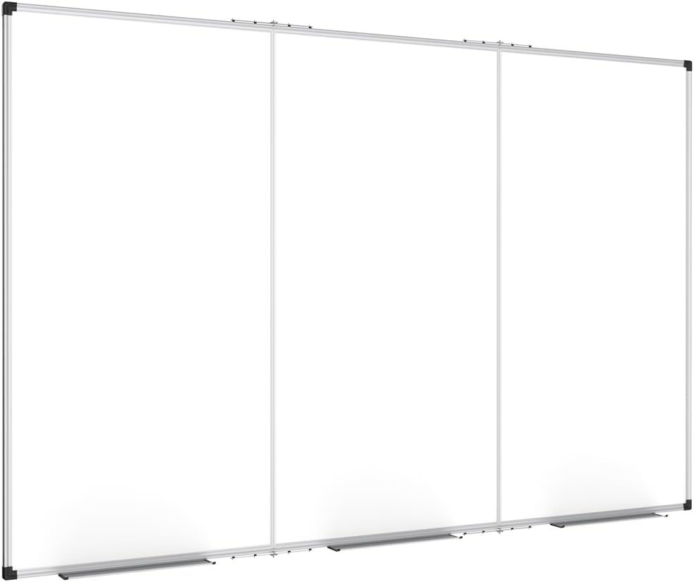 XBoard Extra Large Magnetic Whiteboard 118 x 48 Inch, 10' x 4' Oversized Foldable Dry Erase White Board for Wall with Marker Tray | Aluminum Frame