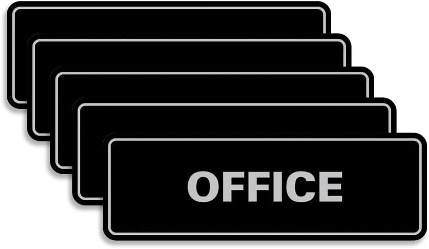 Signs ByLITA Standard Office Sign - Professional Business Signage - Easy to Install (Black/Silver) - Medium 5 Pack