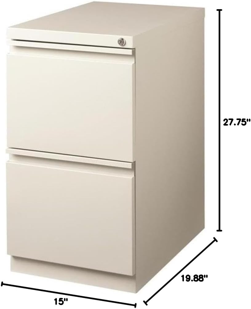BOWERY HILL 2-Drawer Stainless Steel Mobile Pedestal File Cabinet in Light Gray