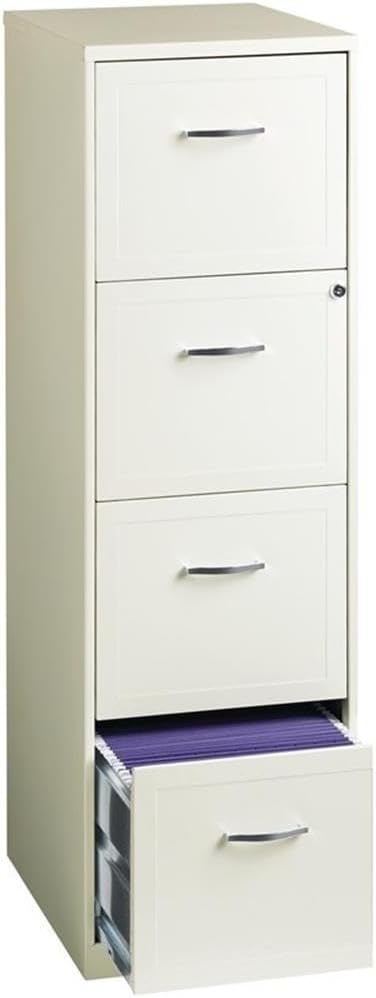 Pemberly Row 18" 4-Drawer Traditional Metal File Cabinet in White