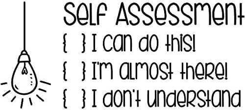 Custom Self-Inking Stamps | 49 Designs | Fun Phrases | Grading Made Easy | Classroom, Library & Book Stamps (Self Assessment, Xtra Wide)