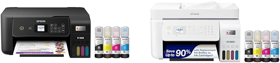 Epson EcoTank ET-2800 Wireless Color All-in-One Cartridge-Free Supertank Printer & EcoTank ET-4800 Wireless All-in-One Cartridge-Free Supertank Printer