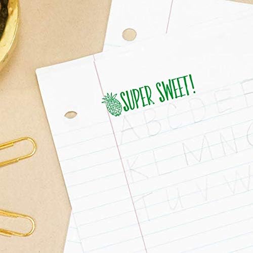 Custom Self-Inking Teacher Stamps | 49 Designs | Fun Phrases | Grading Made Easy | Classroom and Library Book Stamps (Super Sweet, Large)