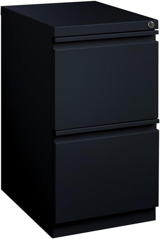 BOWERY HILL 20" 2-Drawer Modern Metal Mobile Pedestal File Cabinet in Black