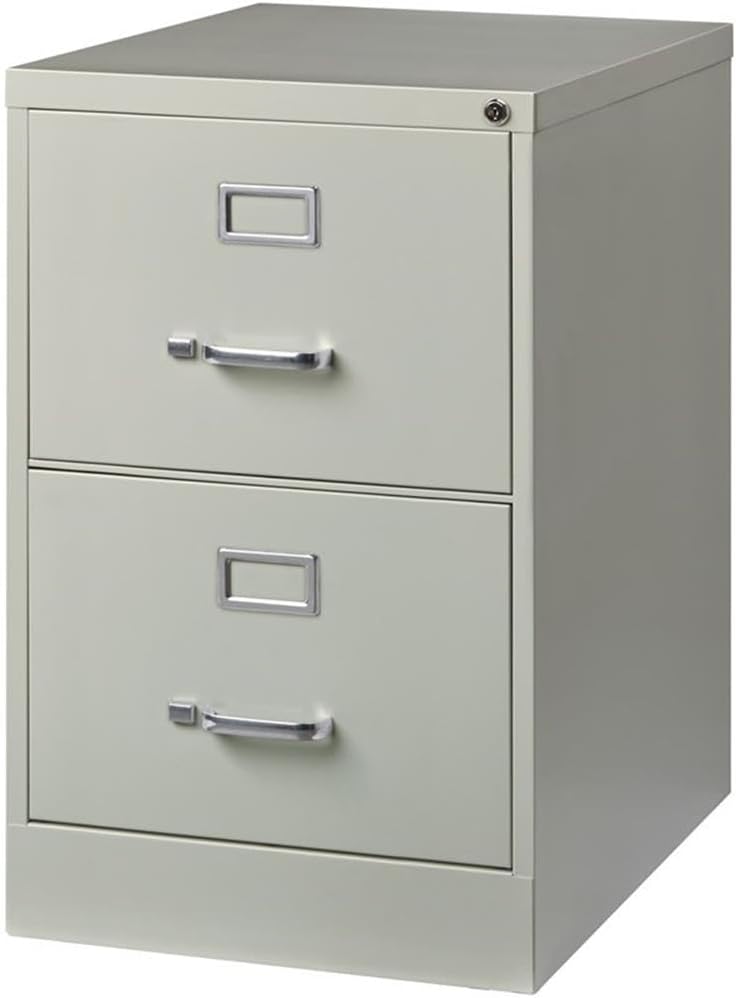 Pemberly Row 2 Drawers 28.38" Vertical Gray Metal Filing Cabinet Lockable Pre-Assembled Stationary Legal Size for Home, Office
