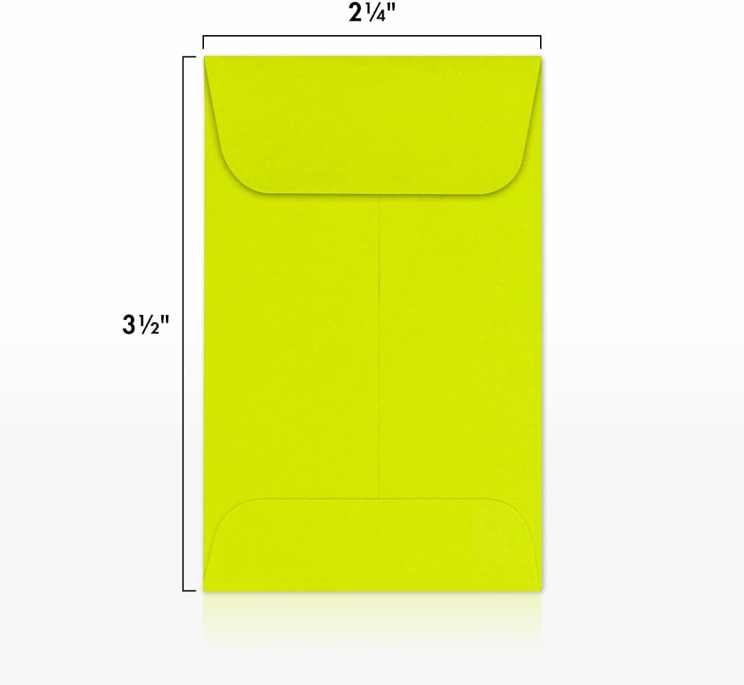 LUXPaper #1 Coin Envelopes | 2 1/4" x 3 1/2" | Wasabi Green | 80lb. Text | 250 Qty