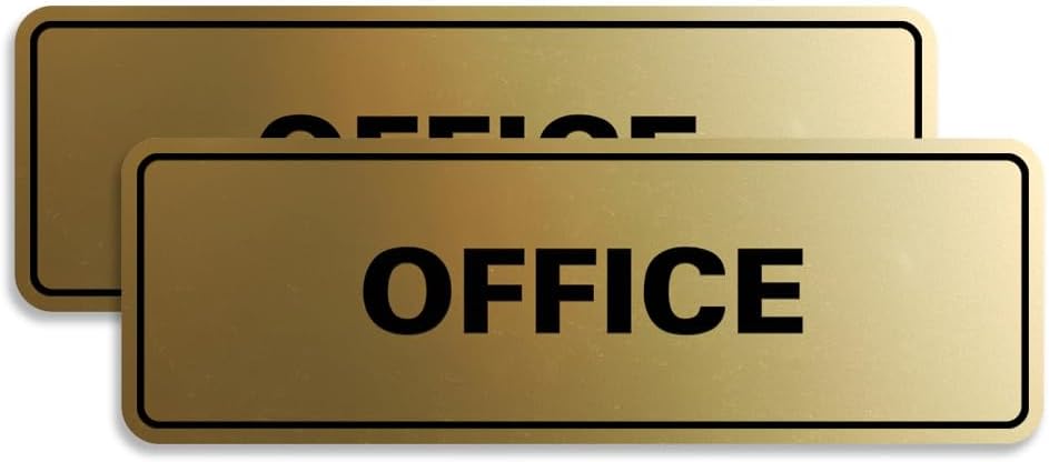 Signs ByLITA Standard Office Sign - Professional Business Signage - Easy to Install (Brushed Gold) - Medium 2 Pack