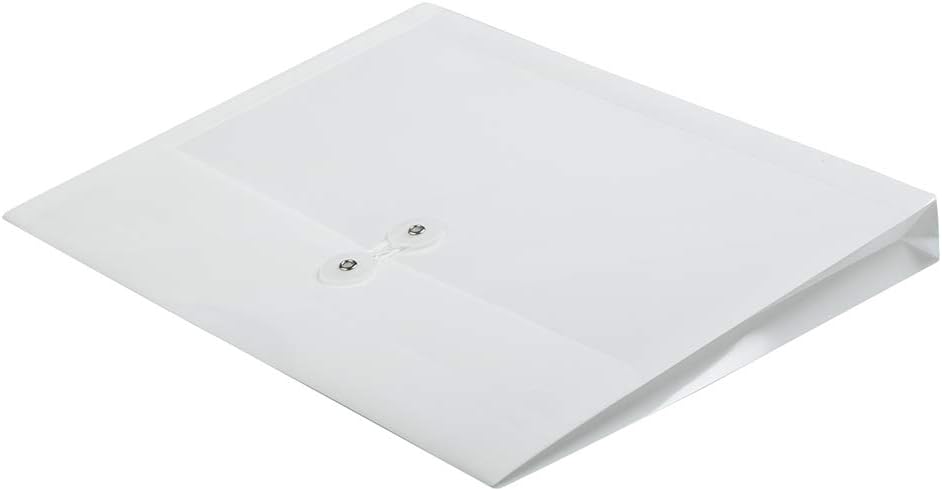 JAM PAPER Plastic Envelopes with Button & String Tie Closure - Letter Booklet - 9 3/4 x 13 - White - 12/Pack