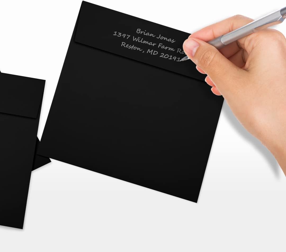 LUXPaper Square Invitation Envelopes | Peel & Press | 6" x 6" | Midnight Black | 80lb. Text | 250 Qty