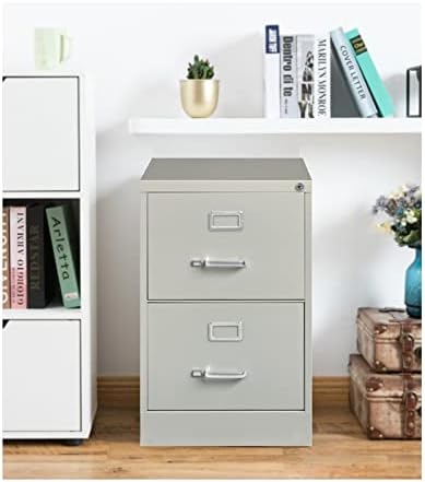 Pemberly Row 2 Drawers 28.38" Vertical Gray Metal Filing Cabinet Lockable Pre-Assembled Stationary Legal Size for Home, Office