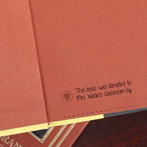 Custom Self-Inking Teacher Stamps | 49 Designs | Fun Phrases | Grading Made Easy | Classroom and Library Book Stamps (Book Donated By, Large)