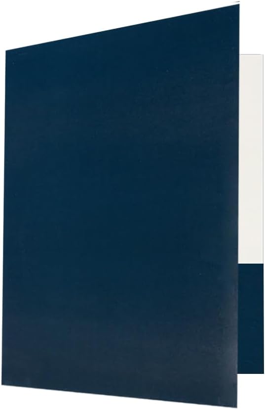 JAM PAPER Custom Printed Semi-Gloss Folders with Round Corner Pockets - Personalized Logo & Text - 10 pt C2S - Navy Blue - 250/Pack
