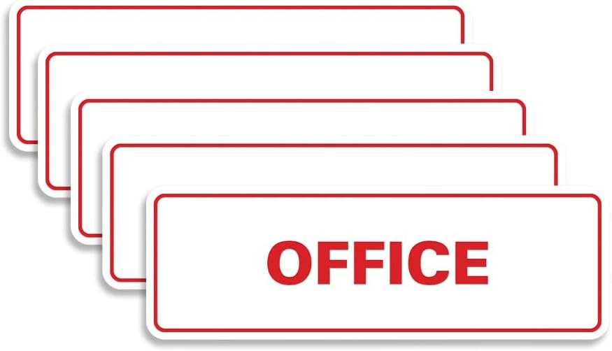 Signs ByLITA Standard Office Sign - Professional Business Signage - Easy to Install (White/Red) - Small 5 Pack