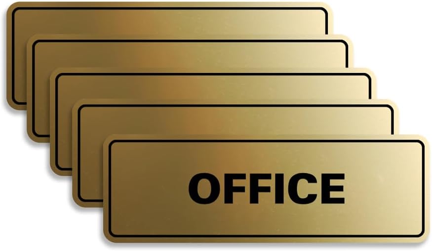 Signs ByLITA Standard Office Sign - Professional Business Signage - Easy to Install (Brushed Gold) - Small 5 Pack