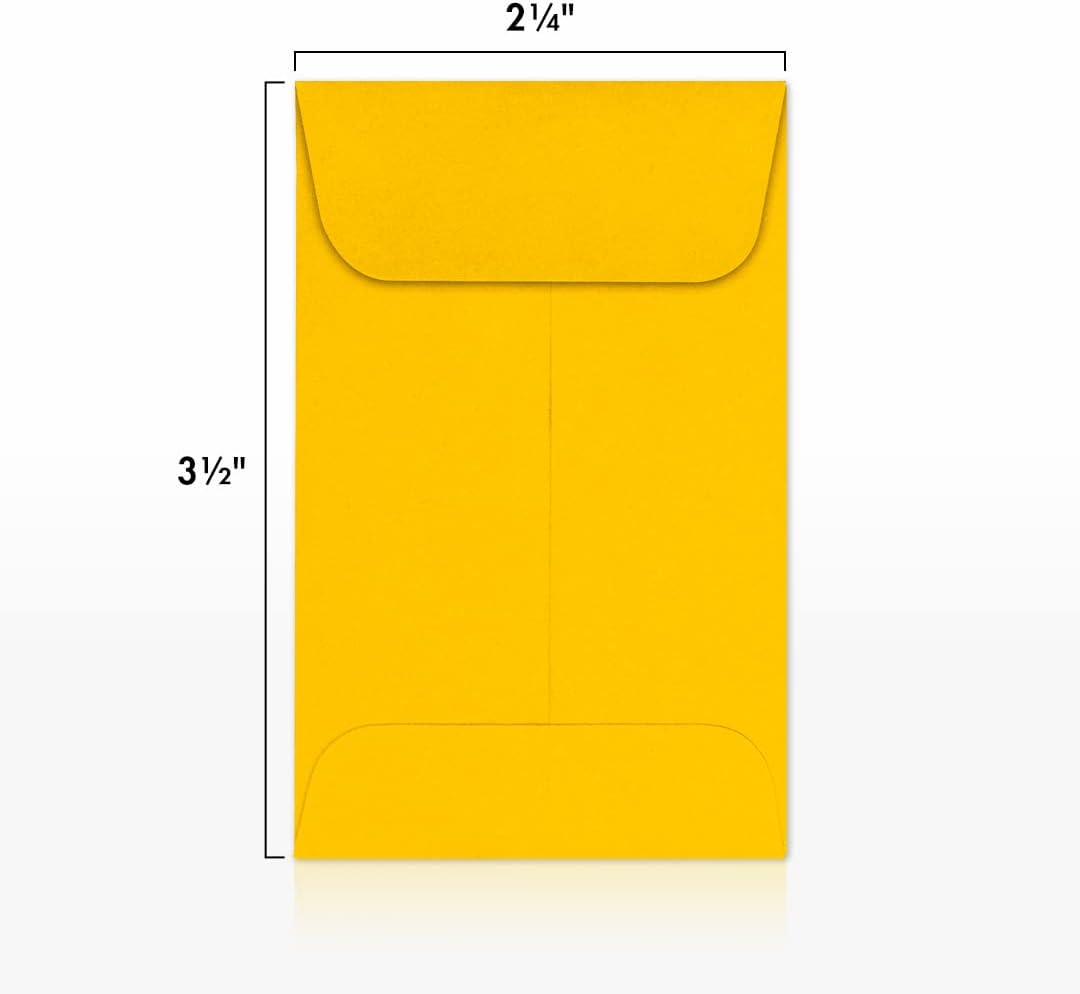 LUXPaper #1 Coin Envelopes | 2 1/4" x 3 1/2" | Sunflower Yellow | 80lb. Text | 50 Qty