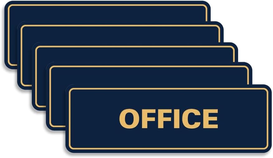 Signs ByLITA Standard Office Sign - Professional Business Signage - Easy to Install (Navy Blue/Gold) - Small 5 Pack