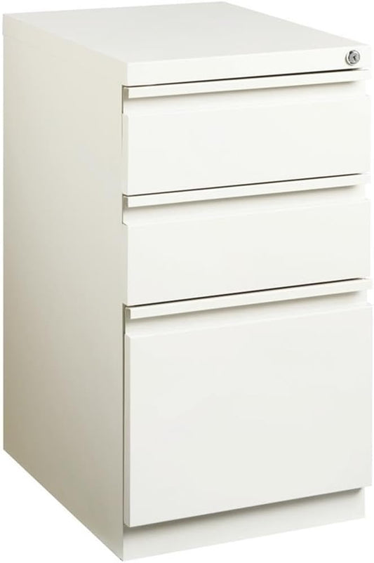 Scranton & Co 20" 3-Drawer Modern Metal Mobile Pedestal File Cabinet in White