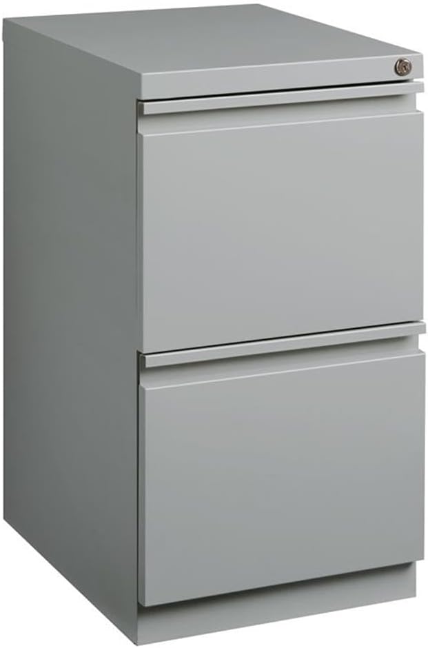 Pemberly Row 20" 2-Drawer Modern Metal Mobile Pedestal File Cabinet in Silver