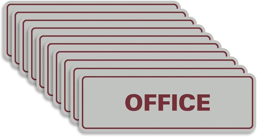 Signs ByLITA Standard Office Sign - Professional Business Signage - Easy to Install (Light Grey/Burgundy) - Small 10 Pack