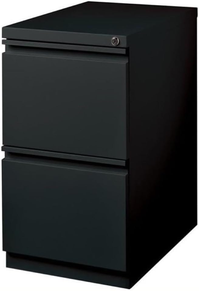 BOWERY HILL 20" 2-Drawer Modern Metal Mobile Pedestal File Cabinet in Black