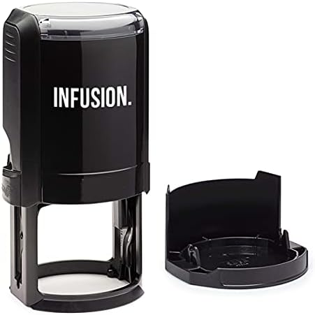 Infusion Custom Text Round Self-Inking Rubber Stamp (1-5/8" Diameter) - Up to 2 Lines with Circle Border