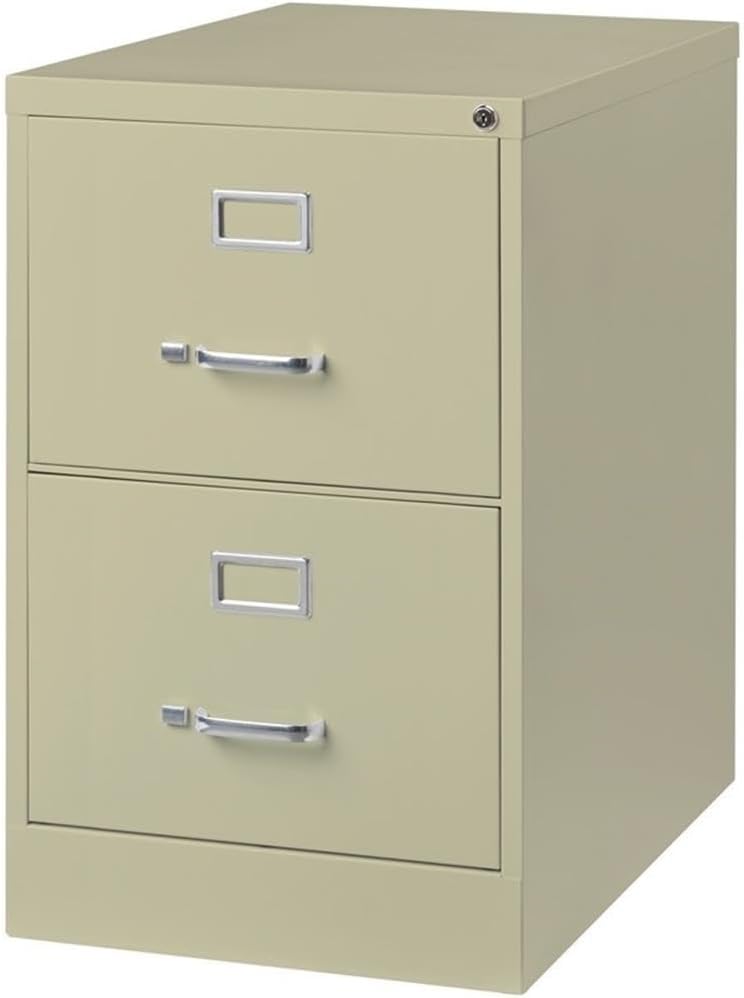Pemberly Row 2 Drawers 28.38" Vertical Beige Metal Filing Cabinet Lockable Pre-Assembled Stationary Legal Size for Home, Office