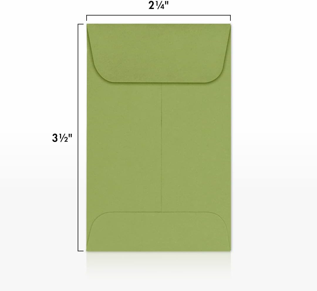 LUXPaper #1 Coin Envelopes | 2 1/4" x 3 1/2" | Avocado Green | 70lb. Text | 250 Qty