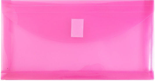 JAM PAPER Plastic Expansion Envelopes with Hook & Loop Closure - #10 Booklet Wallet - 5 1/4 x 10 with 1 Inch Expansion - Fuchsia Pink - 3/Pack