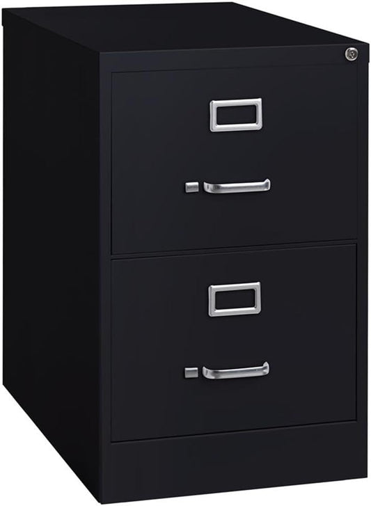 Pemberly Row 2 Drawers 28.38" Vertical Black Metal Filing Cabinet Lockable Pre-Assembled Stationary Legal Size for Home, Office