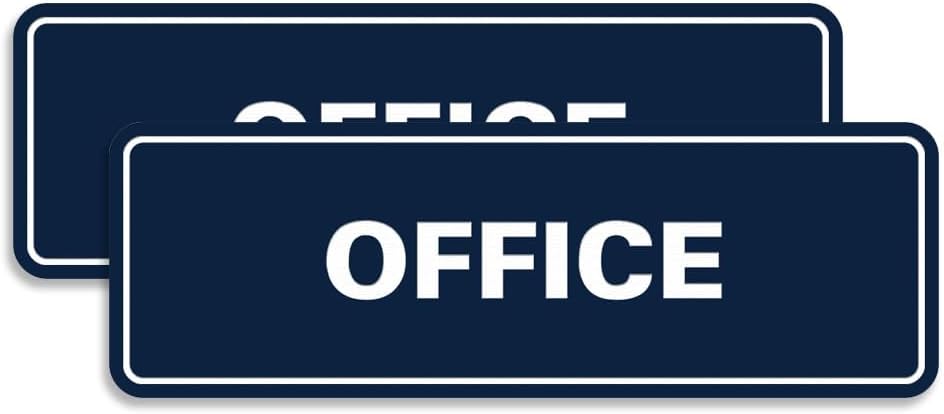 Signs ByLITA Standard Office Sign - Professional Business Signage - Easy to Install (Navy Blue/White) - Large 2 Pack