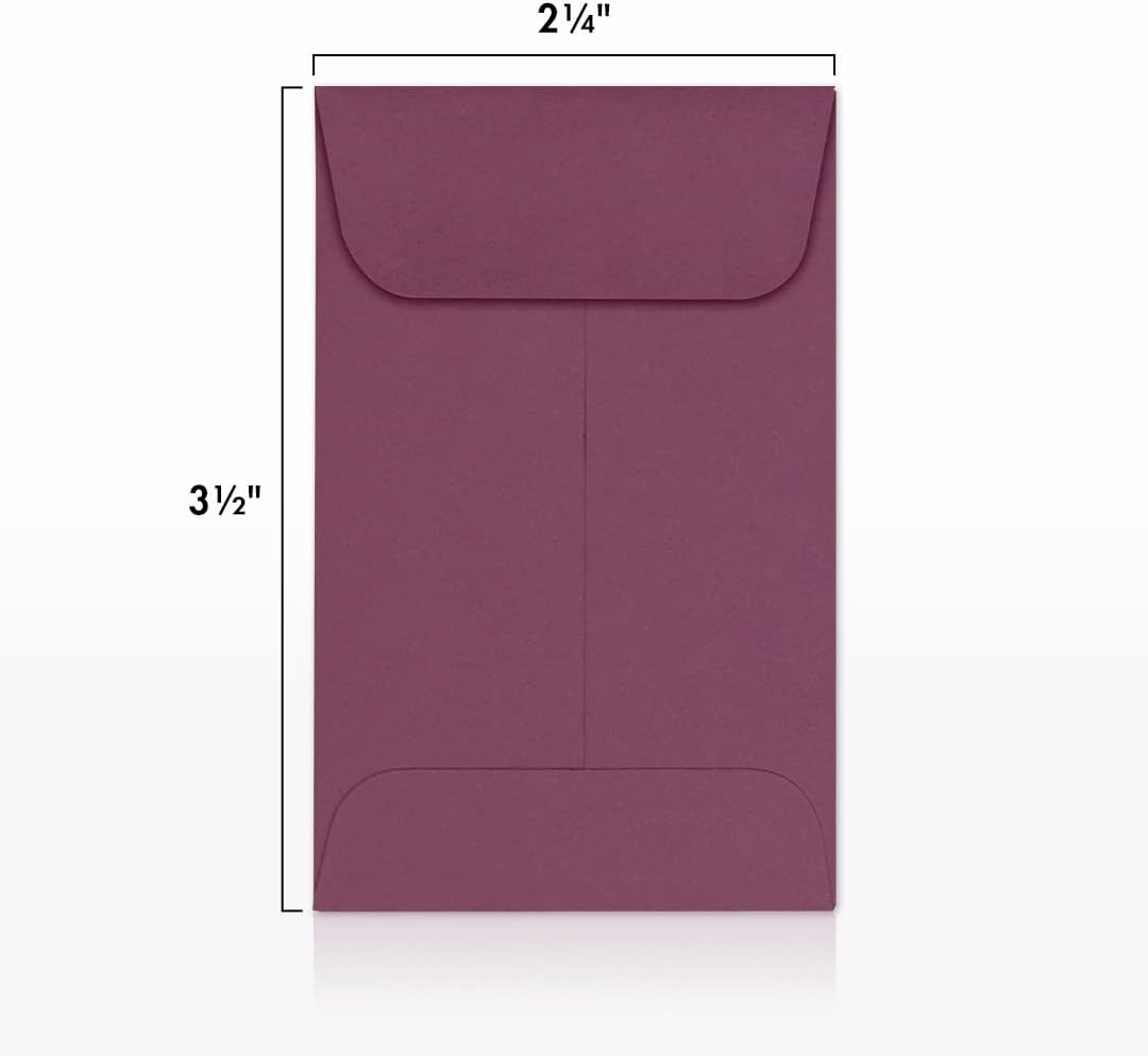 LUXPaper #1 Coin Envelopes | 2 1/4" x 3 1/2" | Vintage Plum | 80lb. Text | 50 Qty.