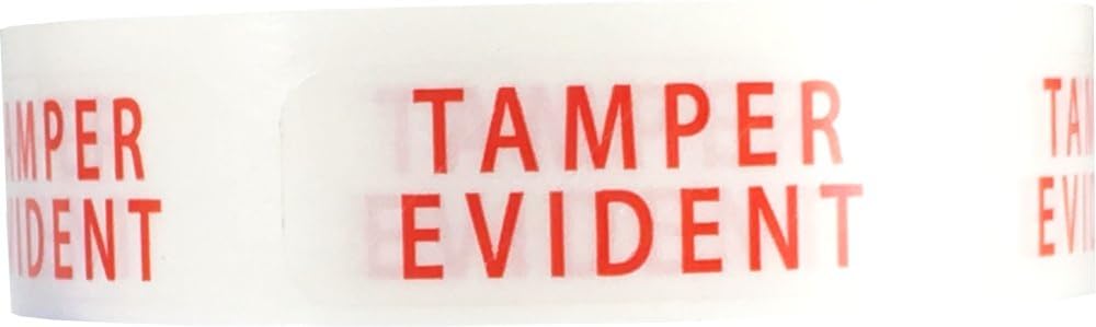 Tamper Evident Labels Small Clear with Red Ink .5 x 1.5 Inch Rectangles 500 Adhesive Stickers