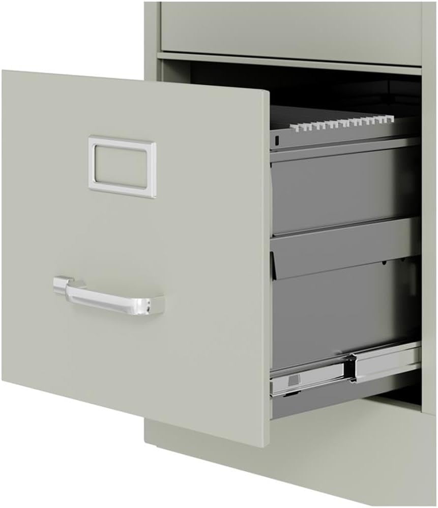 Pemberly Row 4 Drawers 52" Vertical Gray Metal Filing Cabinet Lockable Pre-Assembled Stationary Letter Size for Home, Office